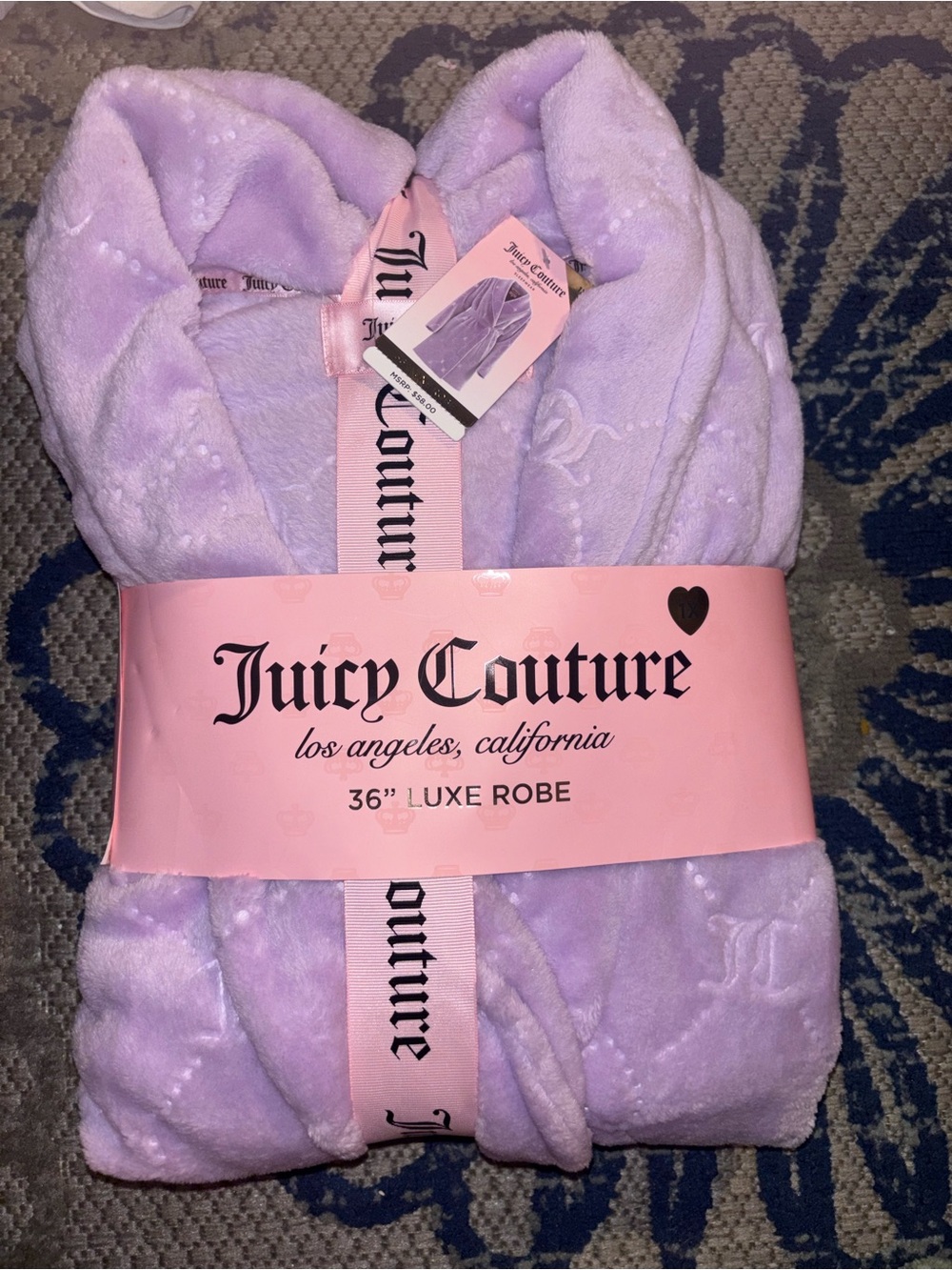 Juicy Couture Plush Robe in Lilac and Pink